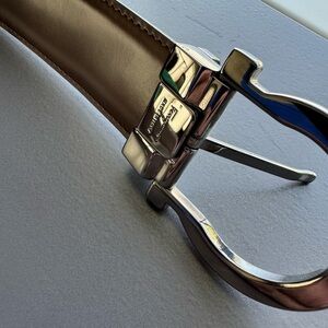 Ferragamo Tan Leather Belt with Silver Buckle